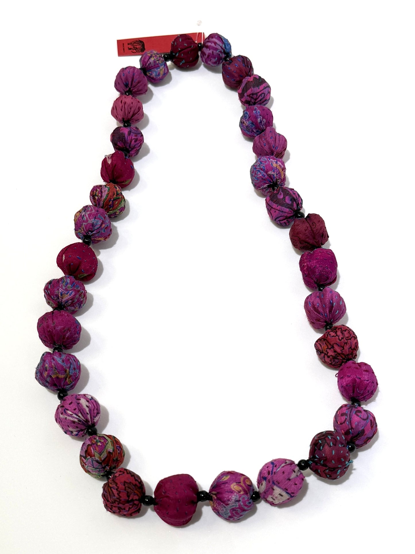 Mieko Mintz- VINTAGE SILK KANTHA SMALL NUTS MEDIUM NECKLACE