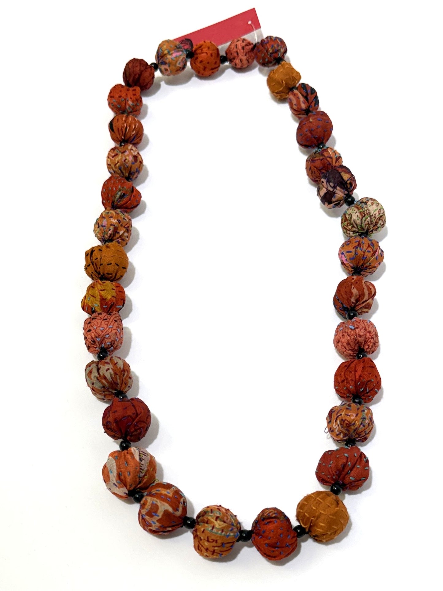 Mieko Mintz- VINTAGE SILK KANTHA SMALL NUTS MEDIUM NECKLACE