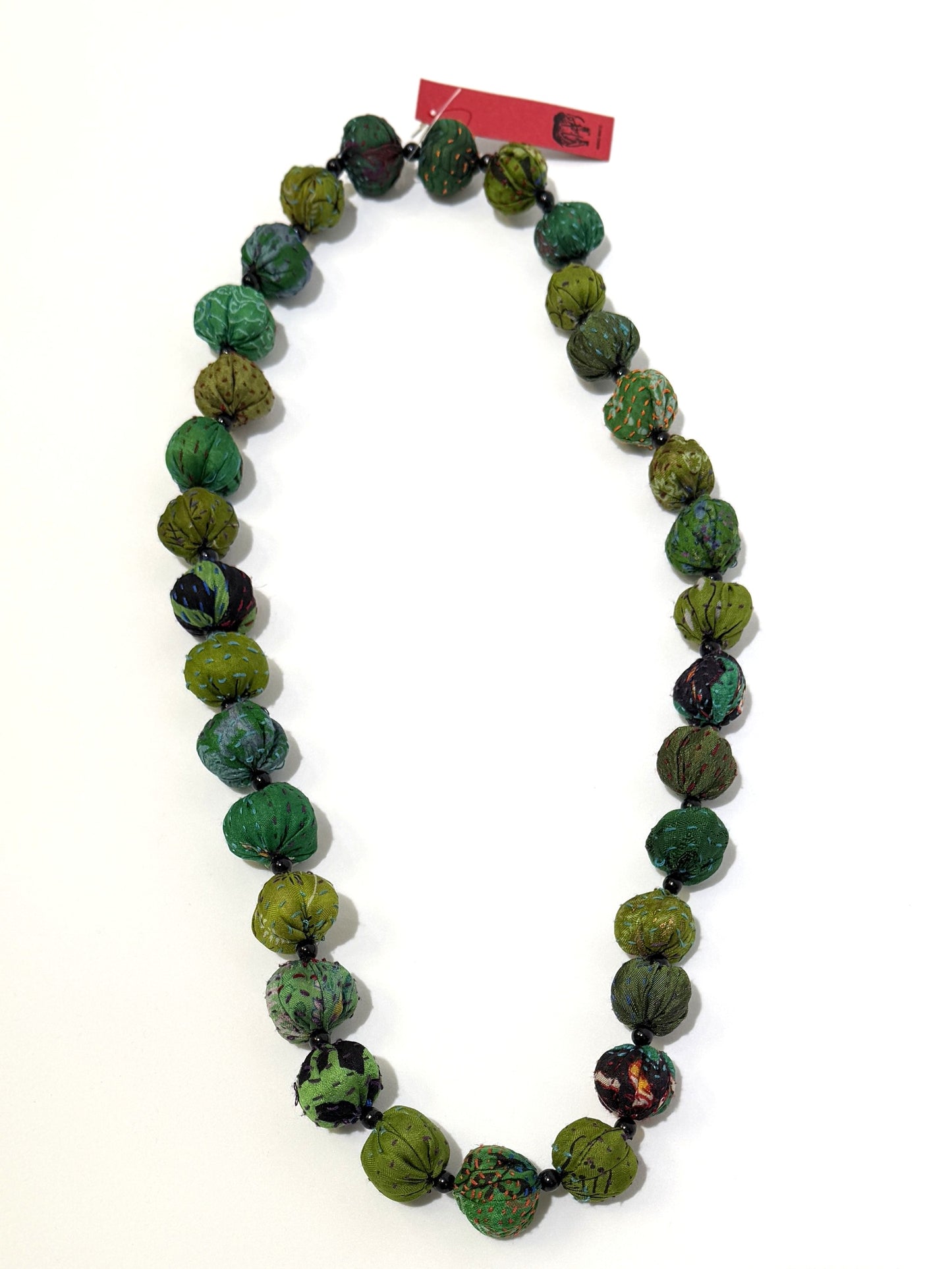 Mieko Mintz- VINTAGE SILK KANTHA SMALL NUTS MEDIUM NECKLACE