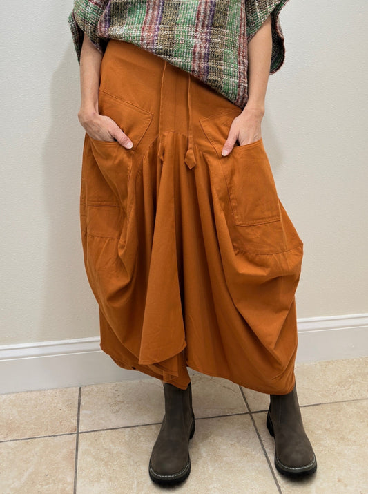 Los Banditos-Oversized Pocket Long Boho Skirt