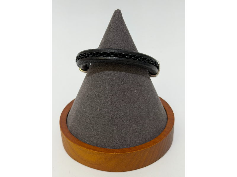 Detroit Wire Wear- Black Chain on Black Leather Arena Bracelet