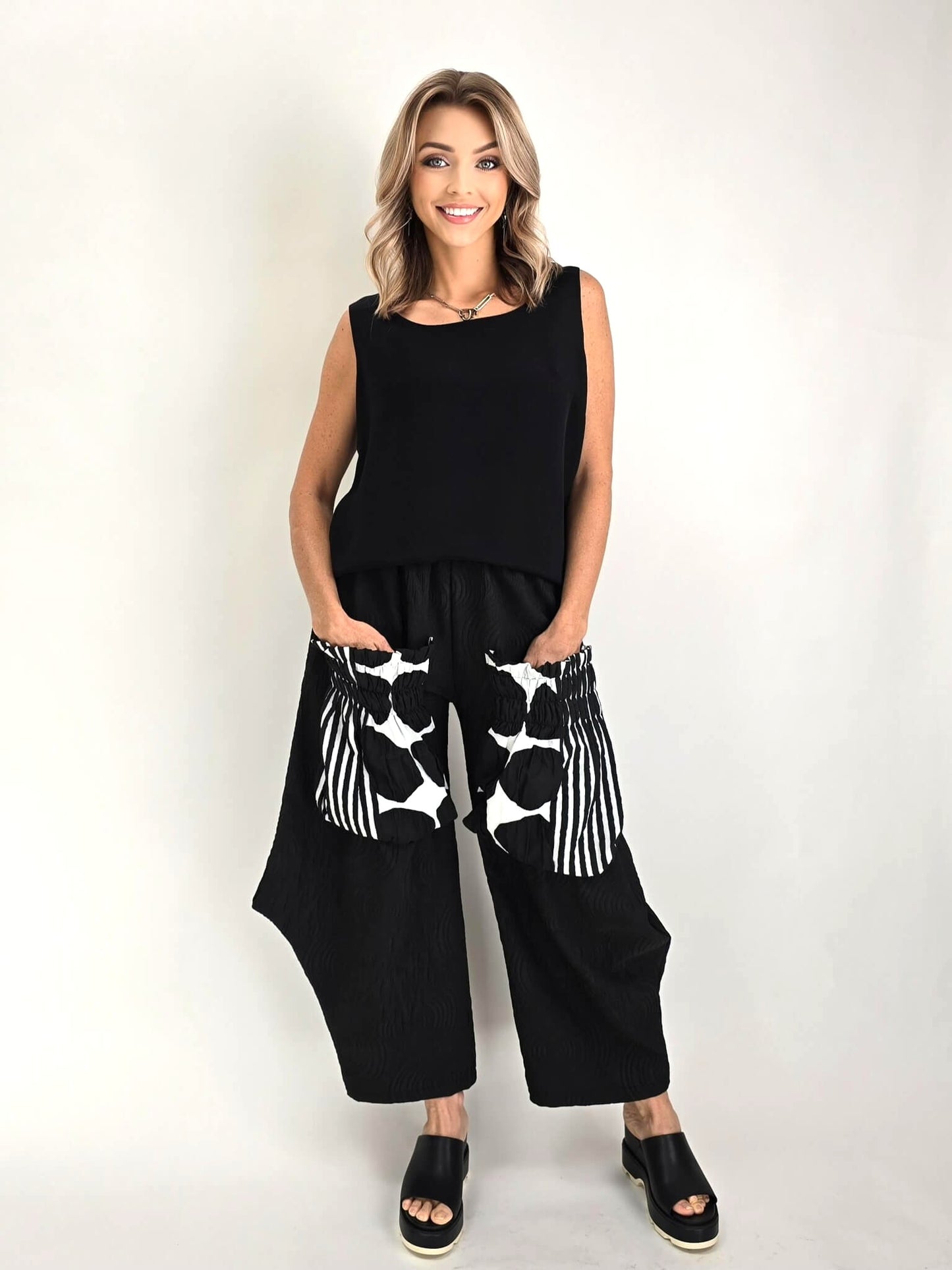 Heydari- Textured Pants with Statement Pockets