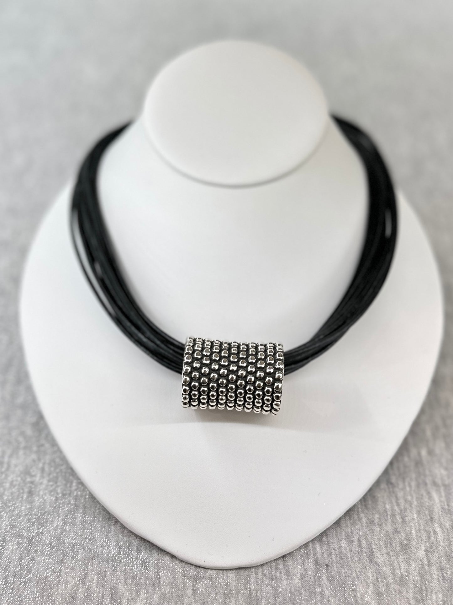 Simon Sebbag Designs- Black Leather with Sterling Silver Bead