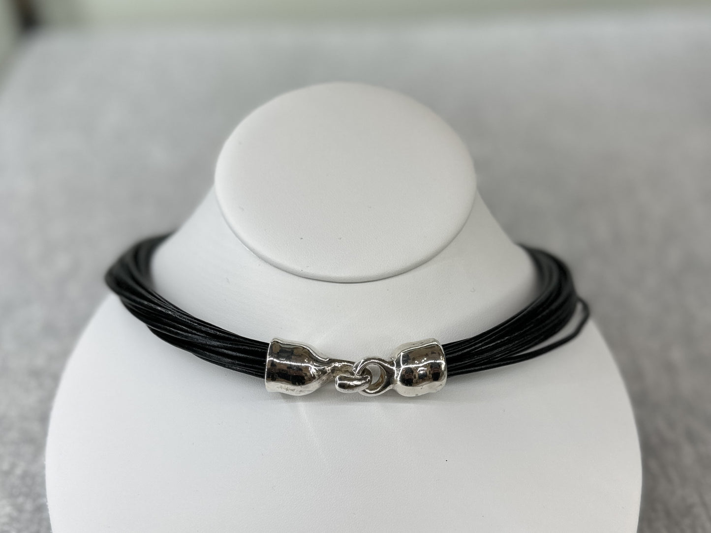 Copy of Simon Sebbag Designs- Black Leather with Sterling Silver Bead