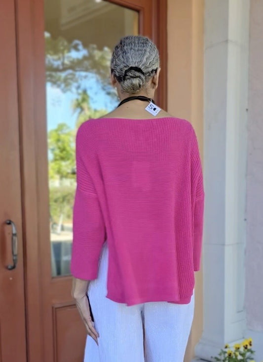 BlueBerry- Open Side Knitted Top/ Fuschia