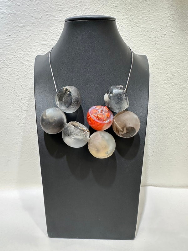 Tatiana Palnitska- Necklace/Grey-Red