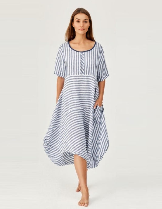 Mara Gibbucci- Blue Marine Stripe Dress
