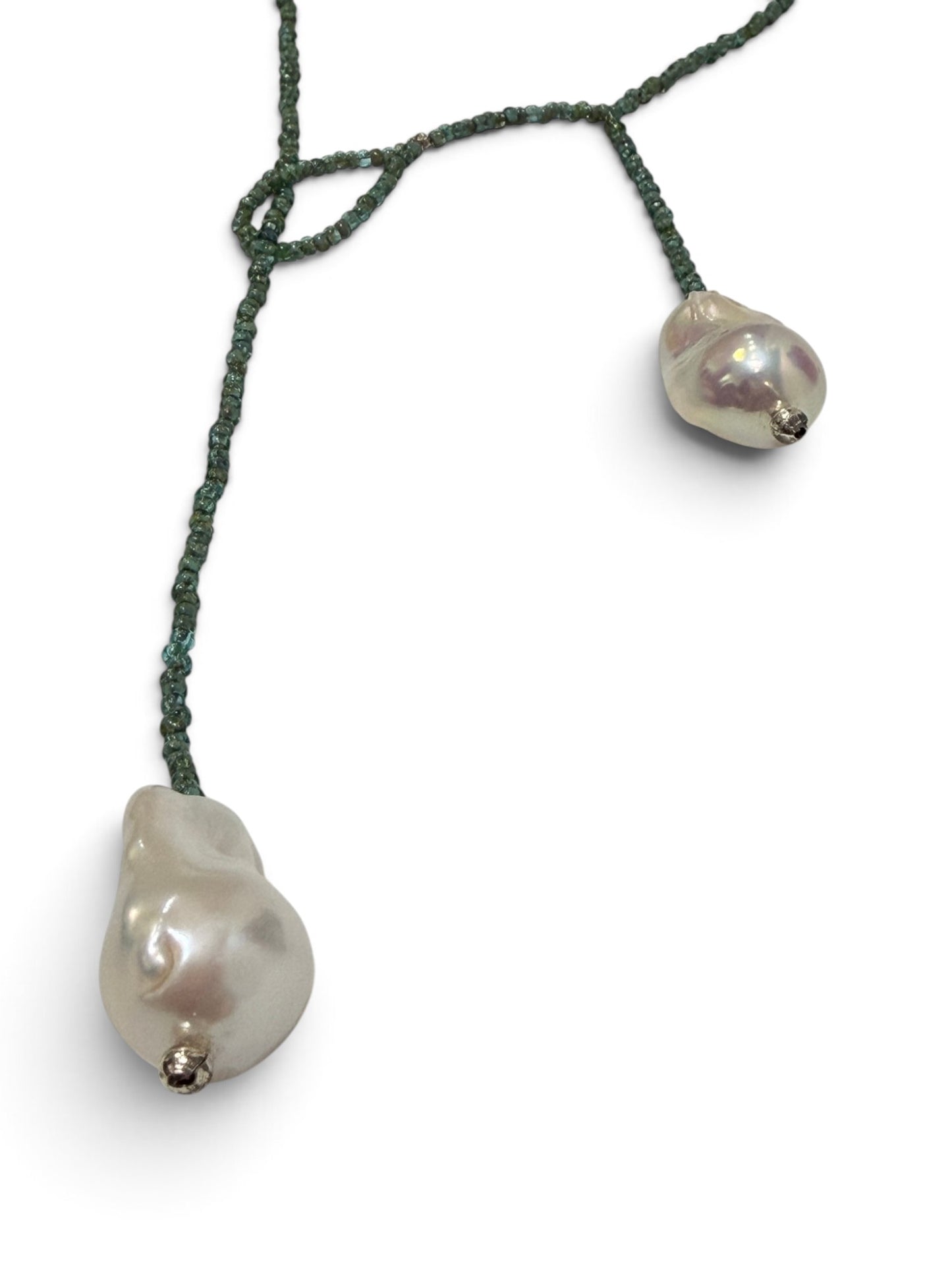 Narenee Designs- Seafoam Pearl Lariat Necklace