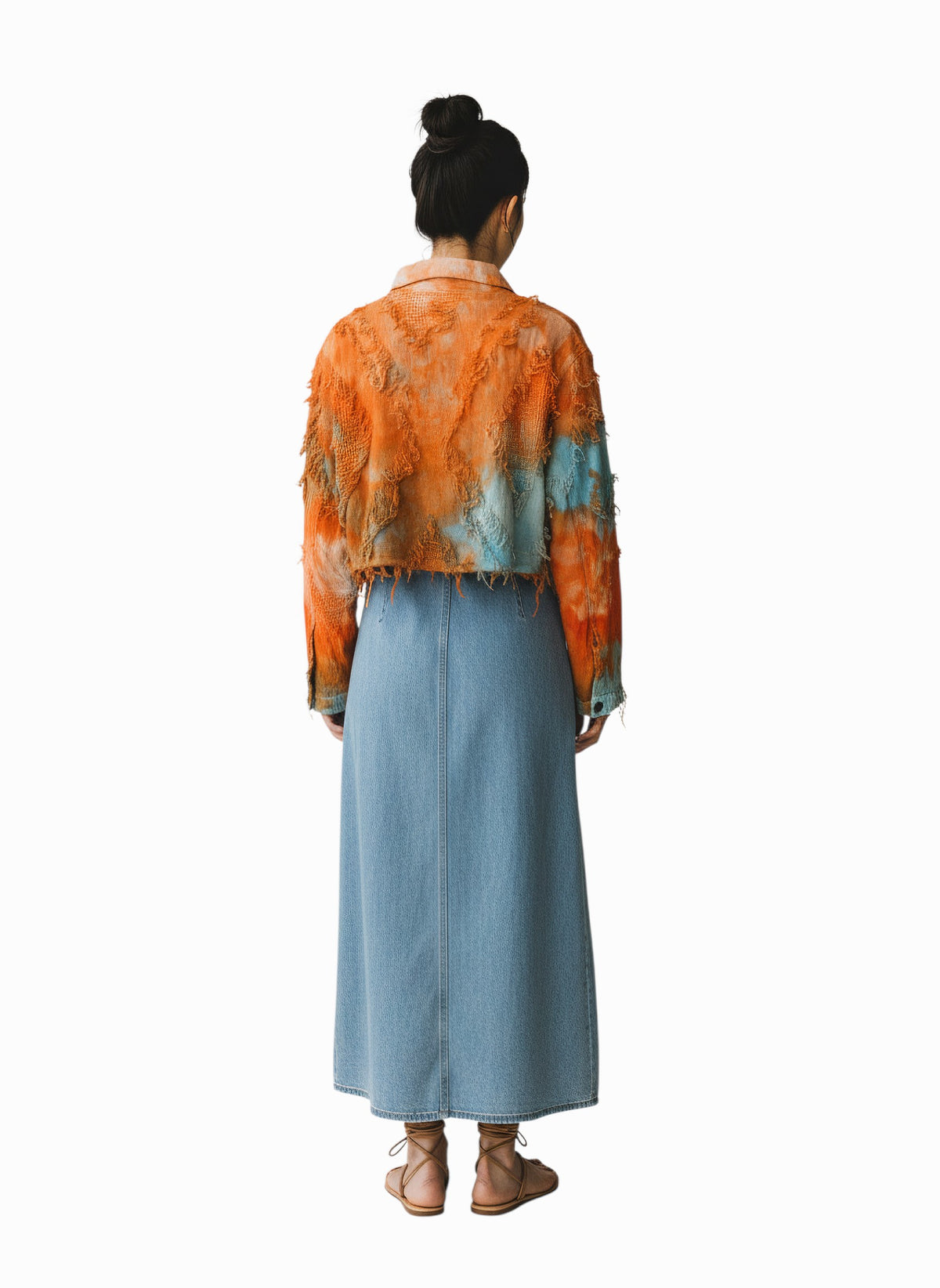 Narenee Designs- Sunset Ice-Dyed Cropped Shirt/Jacket