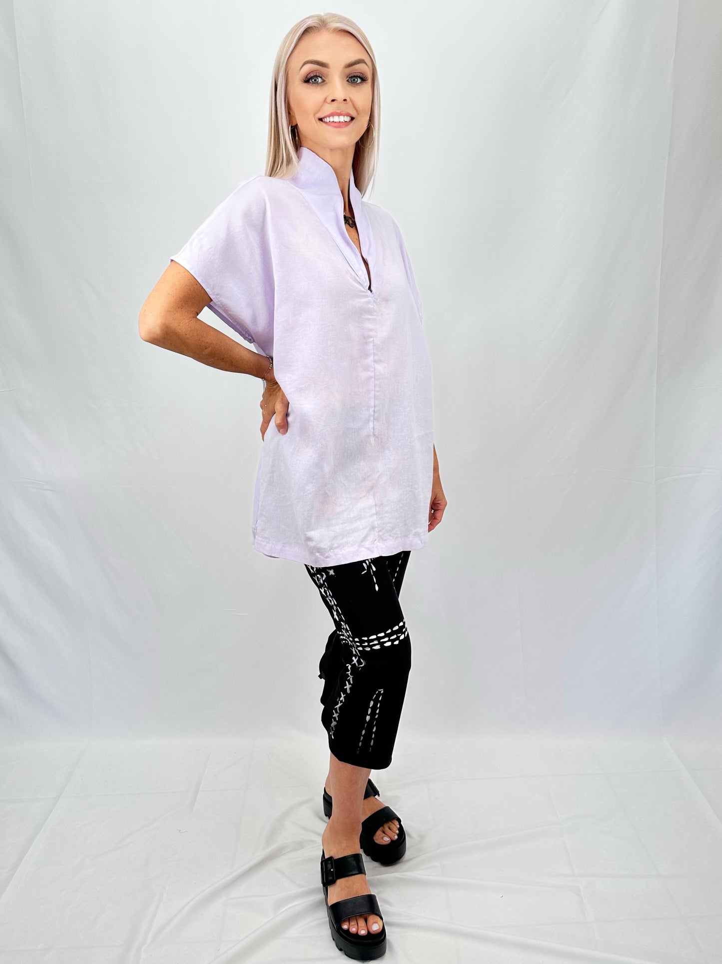 Paper Temples-Teddy Tunic Top- Lavender