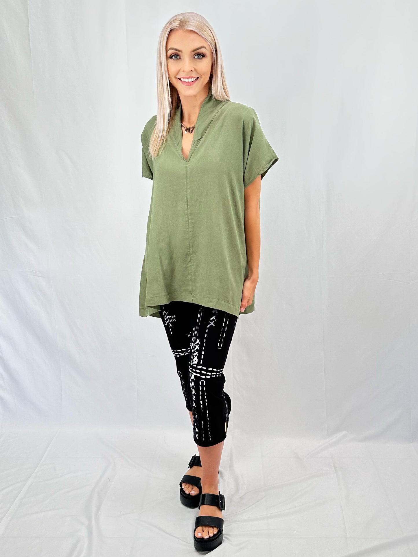 Paper Temples-Teddy Tunic Top- Sage