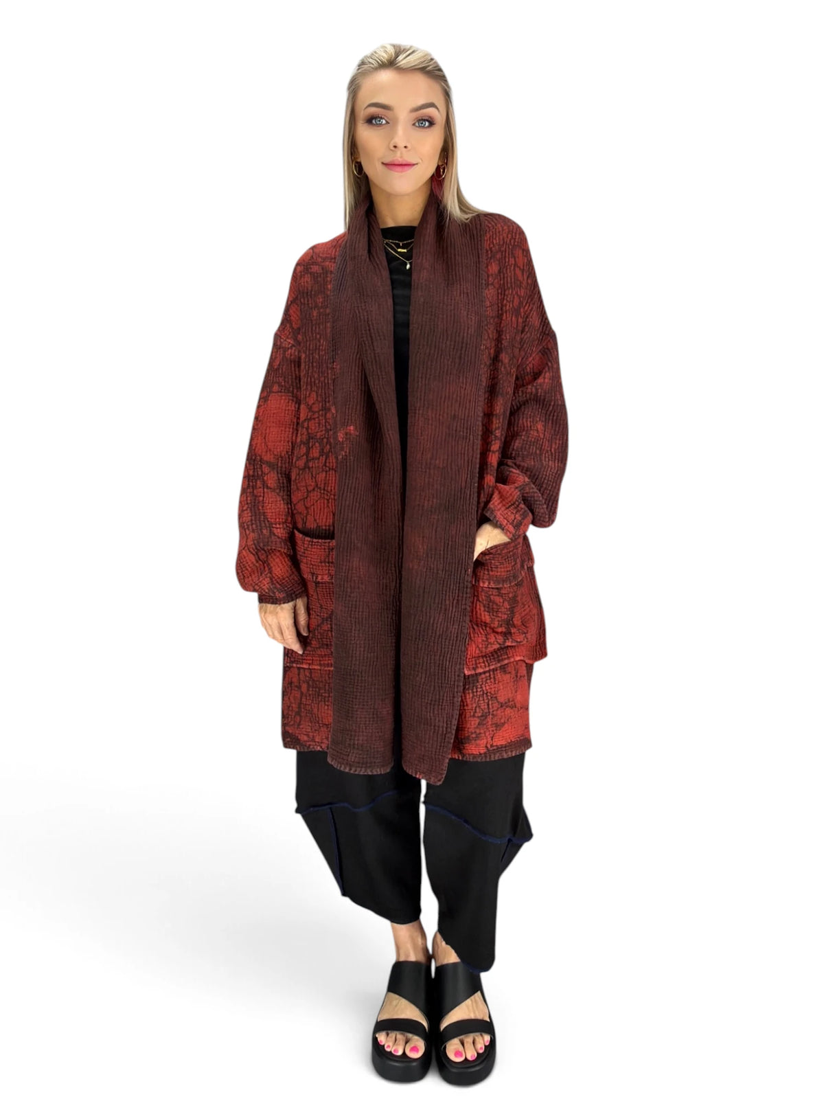 Mieko MIntz-  Mud Dye Ripple Kantha Shawl Coat