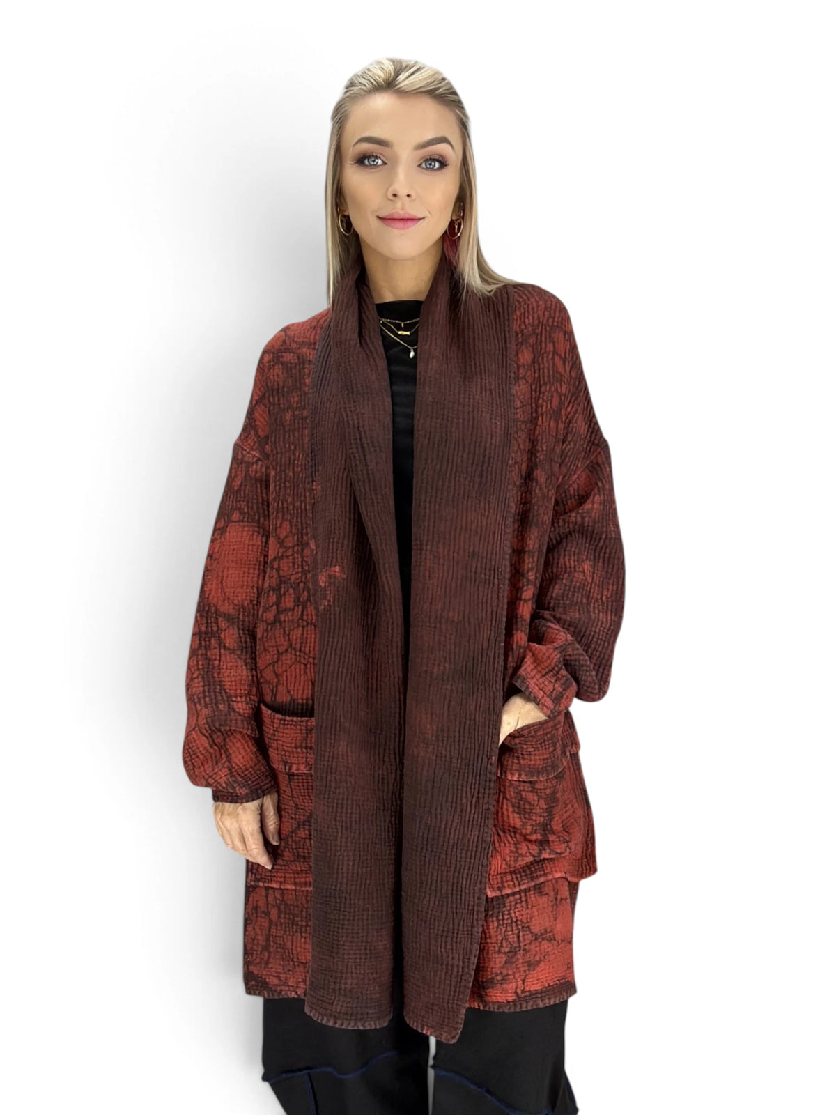 Mieko MIntz-  Mud Dye Ripple Kantha Shawl Coat