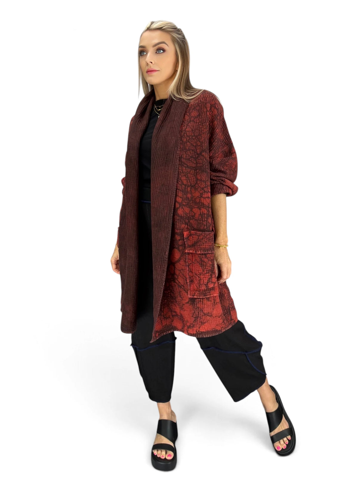 Mieko MIntz-  Mud Dye Ripple Kantha Shawl Coat