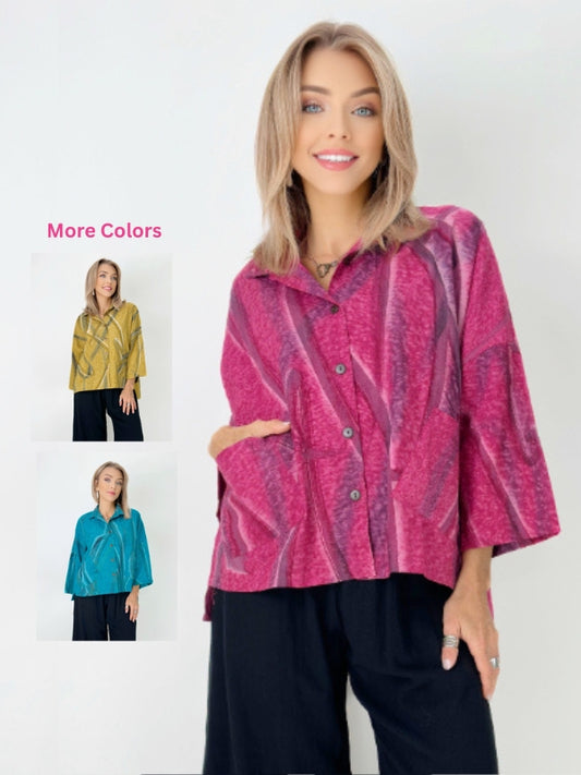 Raksa- Abstract Magenta Brushstroke Shirt