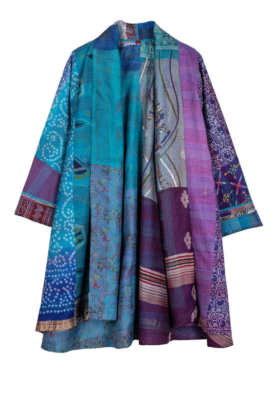 Mieko Mintz- Vintage Silk Kantha Kimono Long Jacket