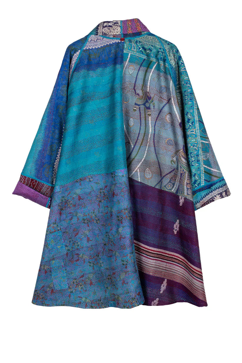 Mieko Mintz- Vintage Silk Kantha Kimono Long Jacket