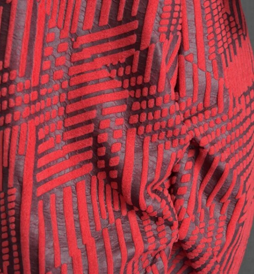 Raksa- Geo-Textured Mock Neck Tunic Dress – Red