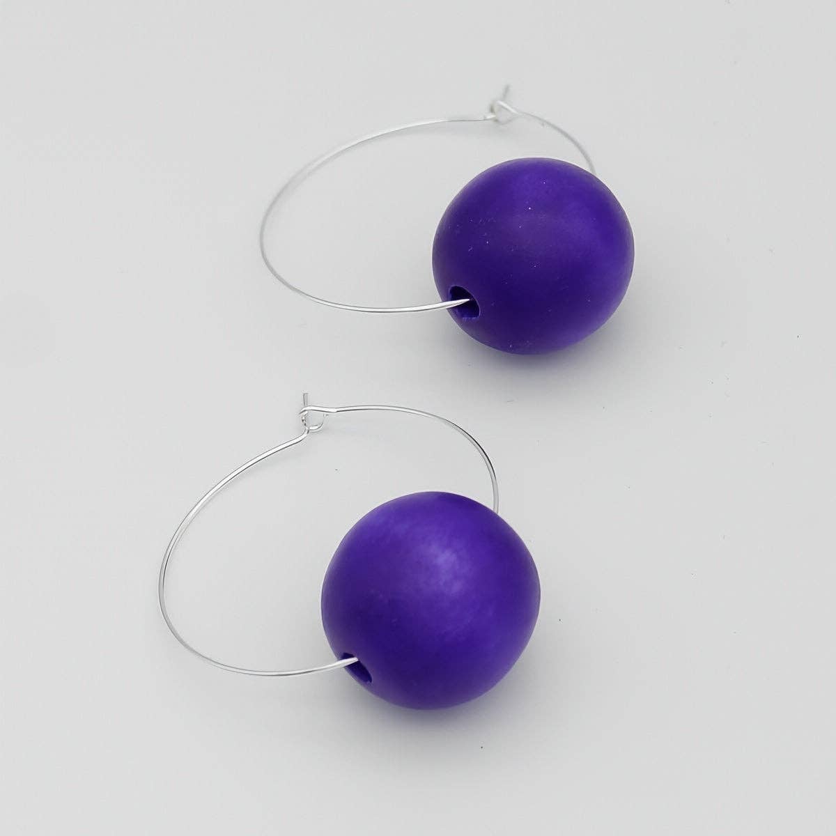 Sylca Designs - Bright Purple Ball Hoop Dangle Earring