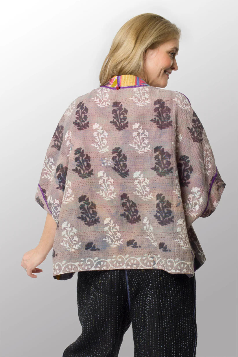 Mieko Mintz- VINTAGE COTTON KANTHA MINI PONCHO