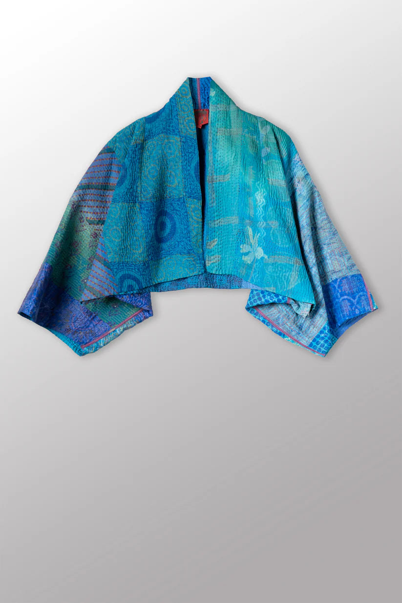 Mieko Mintz- JACQUARD SILK KANTHA PUFF SLV. SHRUG