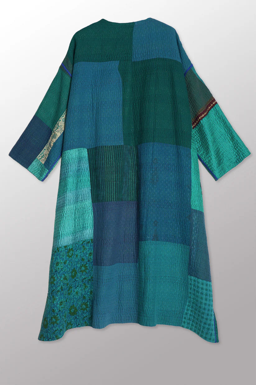 Mieko Mintz- COTTON SILK SW PATCH KANTHA LONG DUSTER