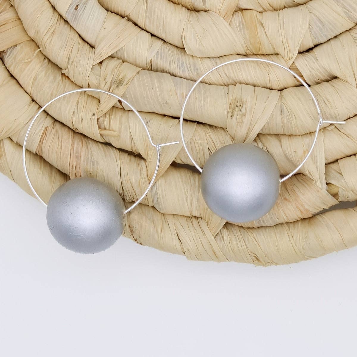 Sylca Designs - Silver Ball Hoop Hand Made Dangle Earring