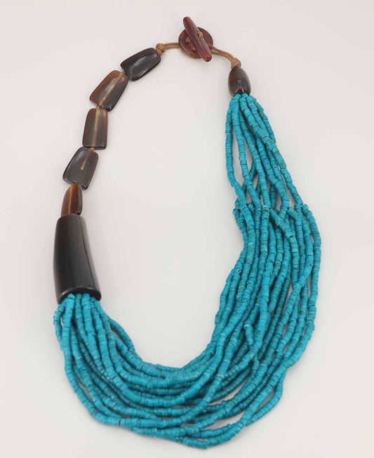 Culture Spot - Asymmetric Horn and Coconut Bead Necklace