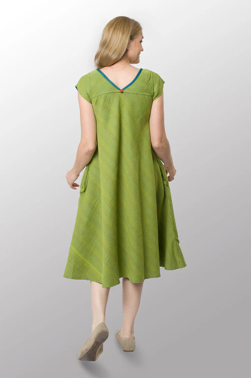 Mieko Mintz- BLOOMING FLOWERS KANTHA CAP SLV. FLARE DRESS