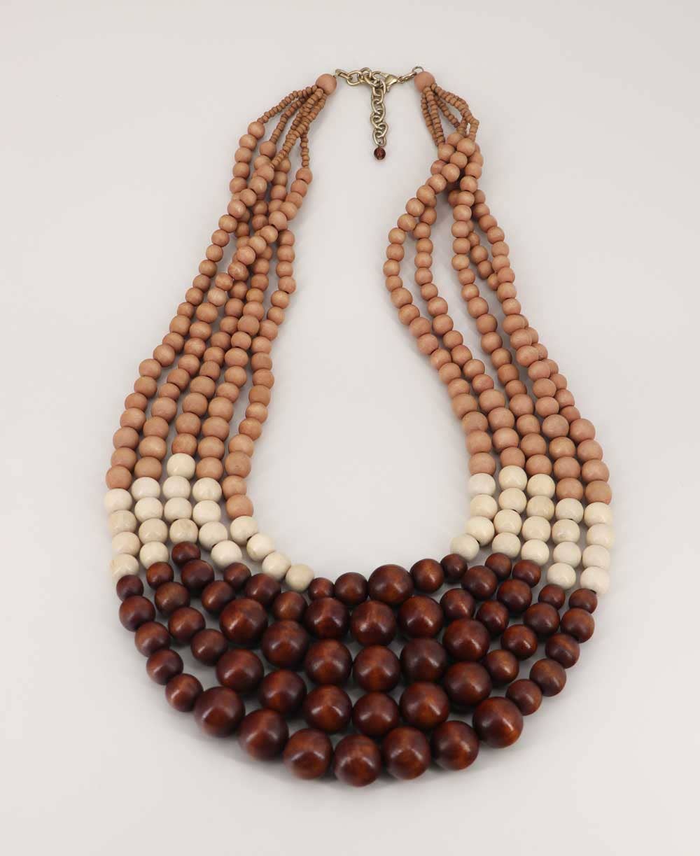 Culture Spot - Earthy Brown Cascade Wood Necklace