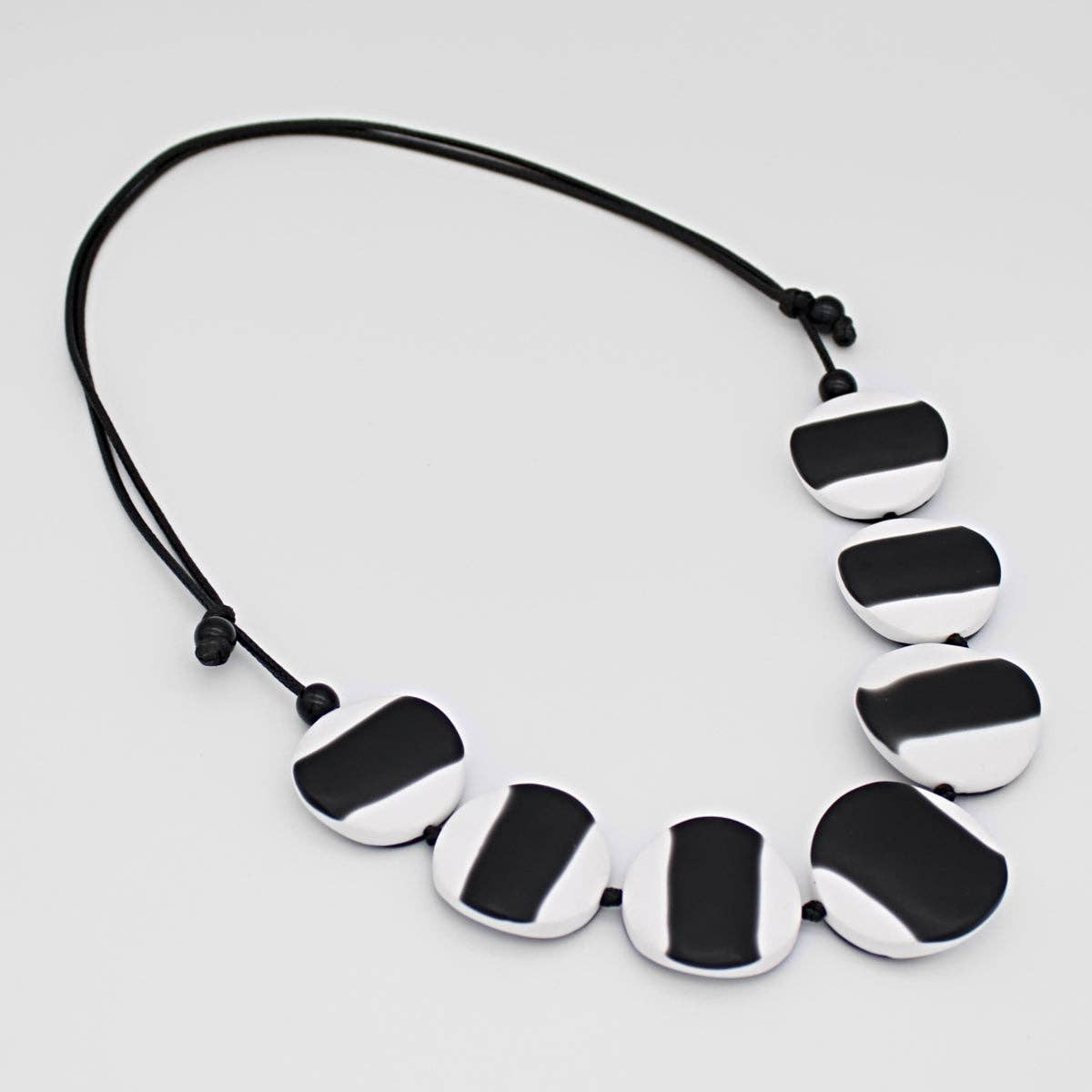Sylca Designs - Black and White Astor Bead Statement Necklace