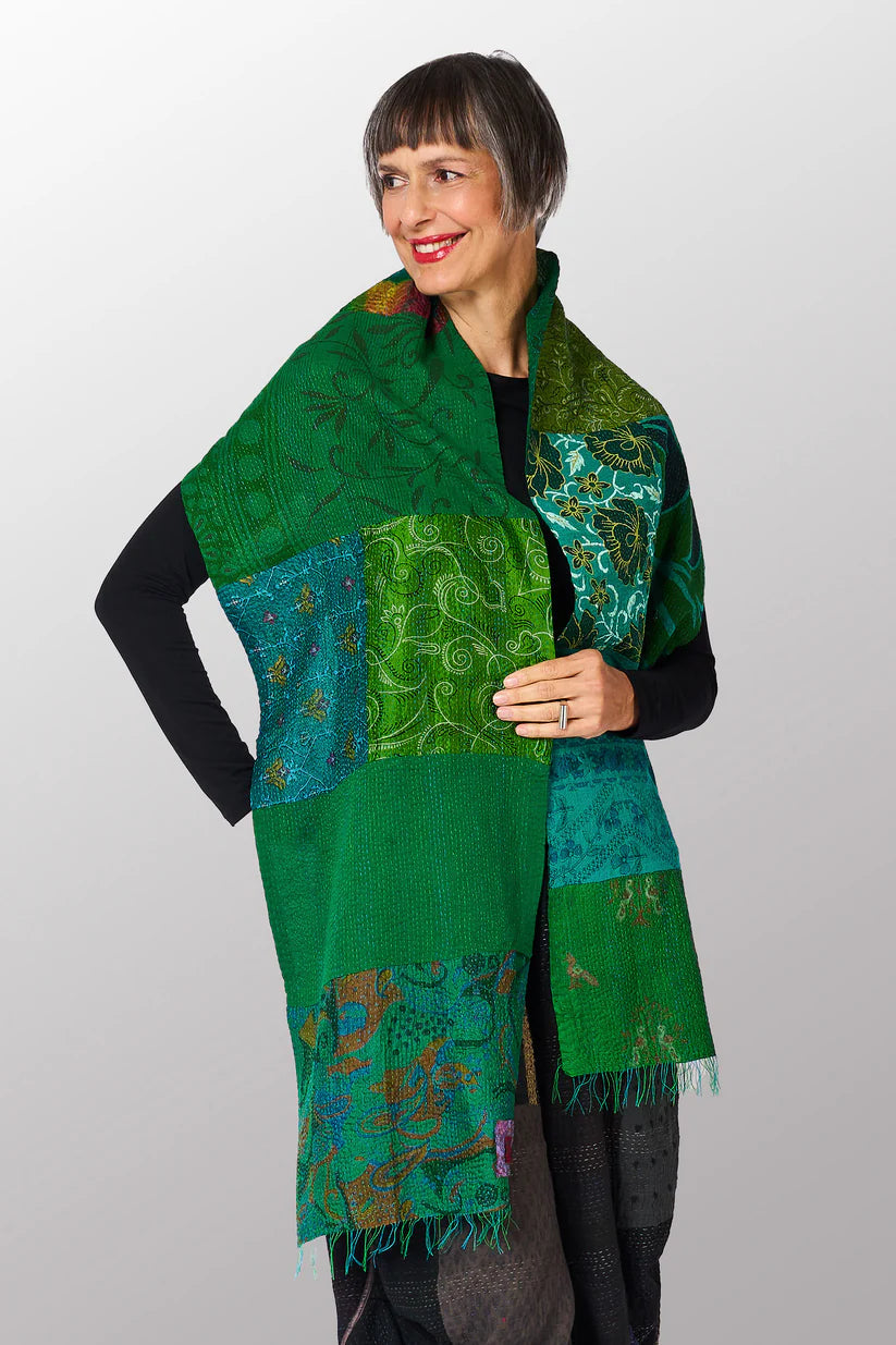 Mieko Mintz- VINTAGE SILK COTTON KANTHA SCARF SMALL