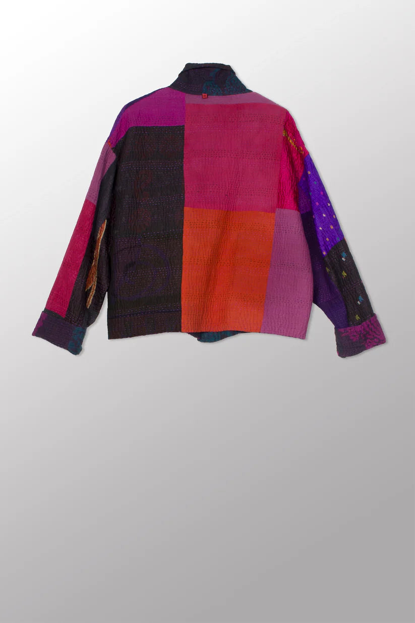 Mieko Mintz- NIGHT FLOWERS KANTHA LAPELED SHORT JACKET