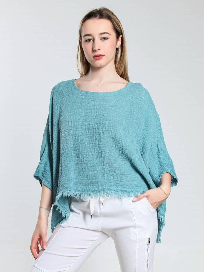 TINA Stephens - Archer Loose Gauze Raw Edge Top