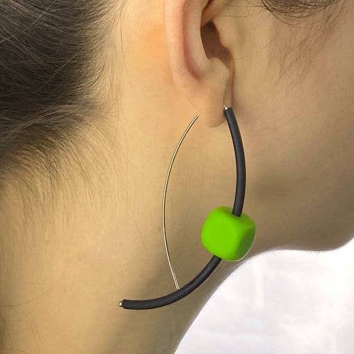 Frank Ideas - Designer earrings modern style, bold CUBE EARRINGS Black