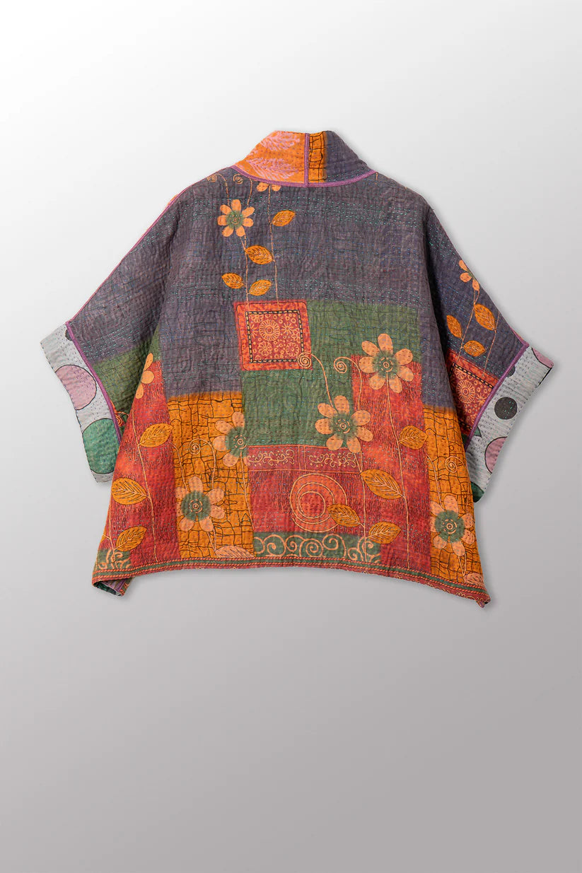 Mieko Mintz- VINTAGE COTTON KANTHA MINI PONCHO