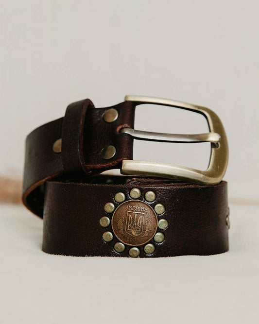 Lula Natura - Dark Brown Leather Belt w Coins