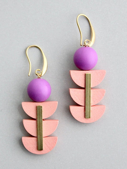 David Aubrey Jewelry - Pink and Purple Geometric Earrings