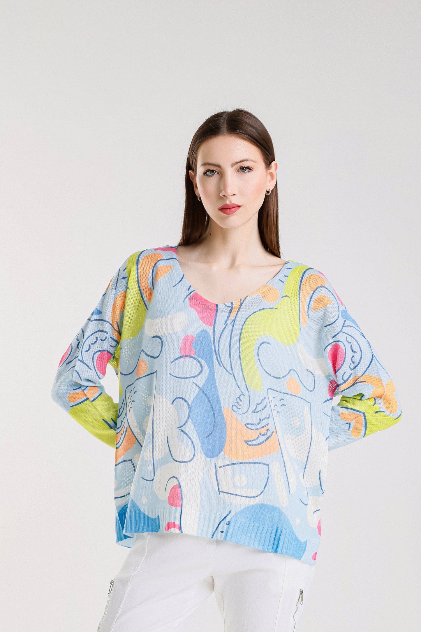 TINA Stephens - Hannah Carnival Light Sweater/Sky Blue