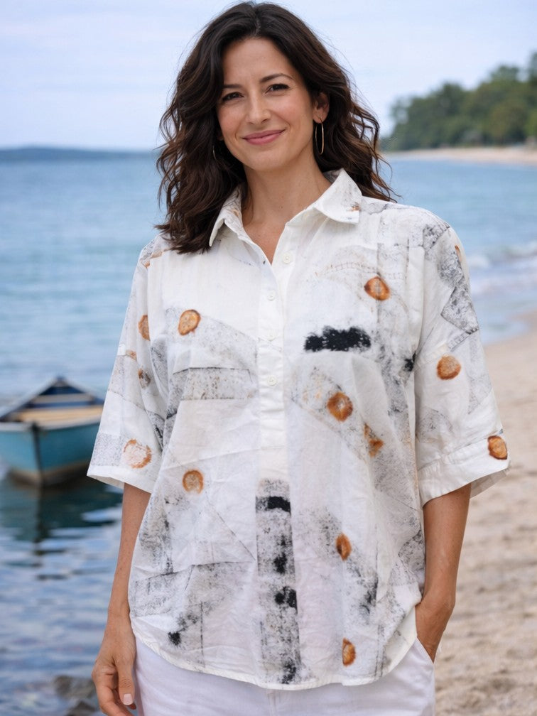 Alvarez Designs- Berry Hand Painted Cotton Shirt