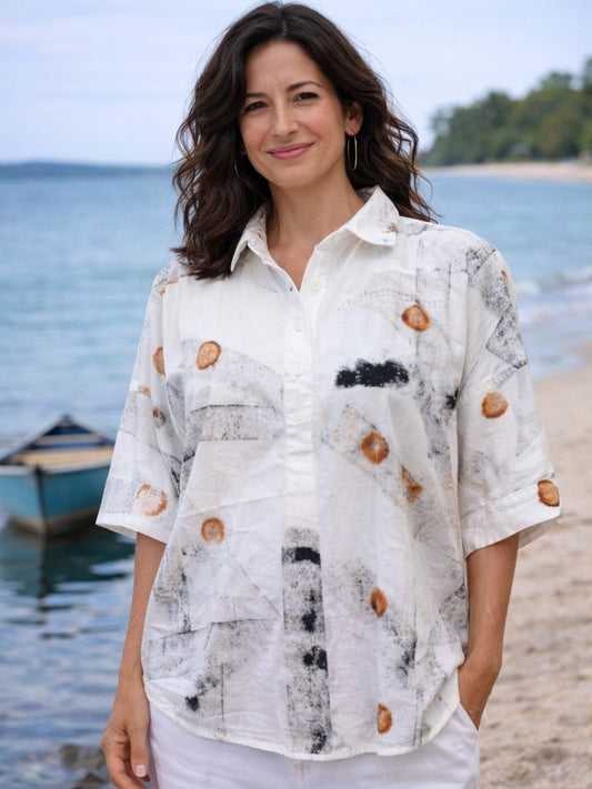 Alvarez Designs- Berry Hand Painted Cotton Shirt