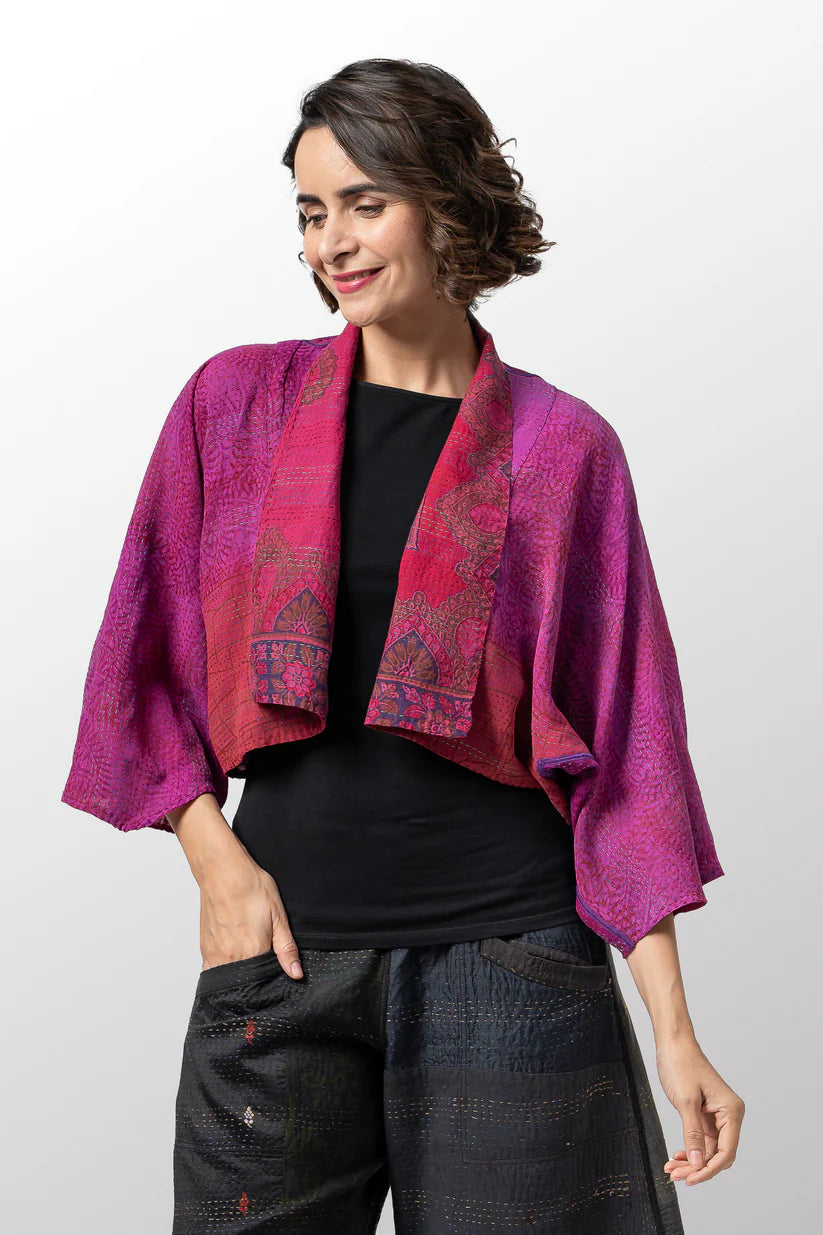 Mieko Mintz- Silk Georgette Cotton Kantha SLV. Shrug