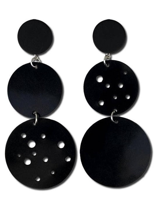 Frank Ideas- Rubber Earrings, bold minimal style, black edgy asymmetric