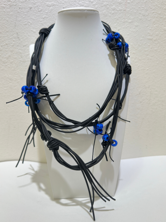 Alvarez Designs- Long Blue Beads Necklace