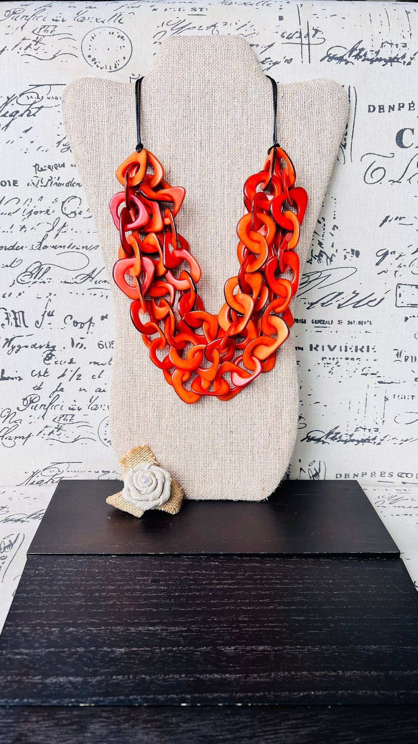 Galapagos Tagua - Orange Statement Necklace