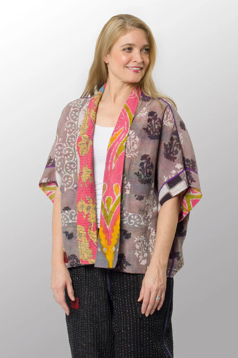 Mieko Mintz- VINTAGE COTTON KANTHA MINI PONCHO