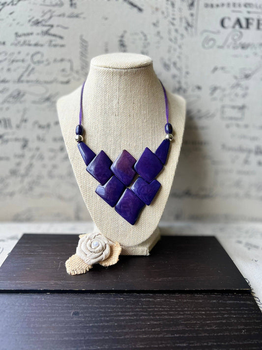 Galapagos Tagua - Purple Statement Necklace