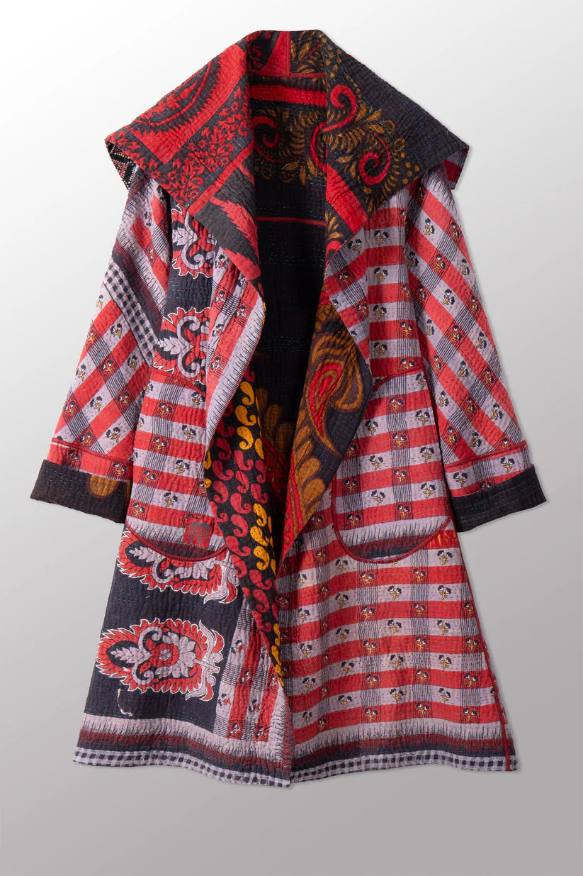 Mieko Mintz- VINTAGE COTTON KANTHA A-LINE COAT