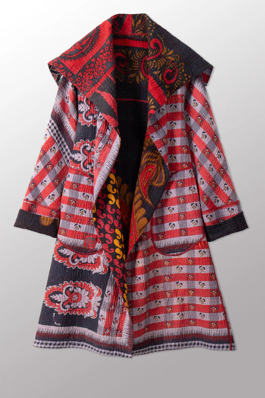 Mieko Mintz- VINTAGE COTTON KANTHA A-LINE COAT