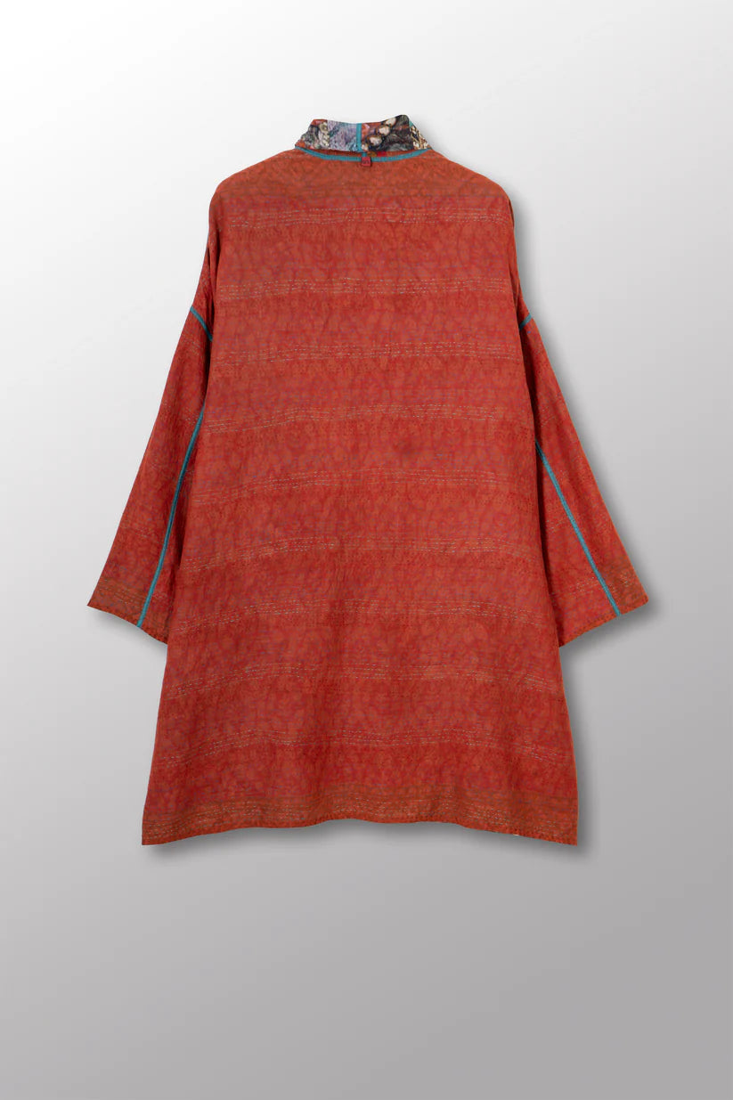 Mieko Mintz- VINTAGE SILK GEORGETTE COTTON KANTHA HAORI JACKET